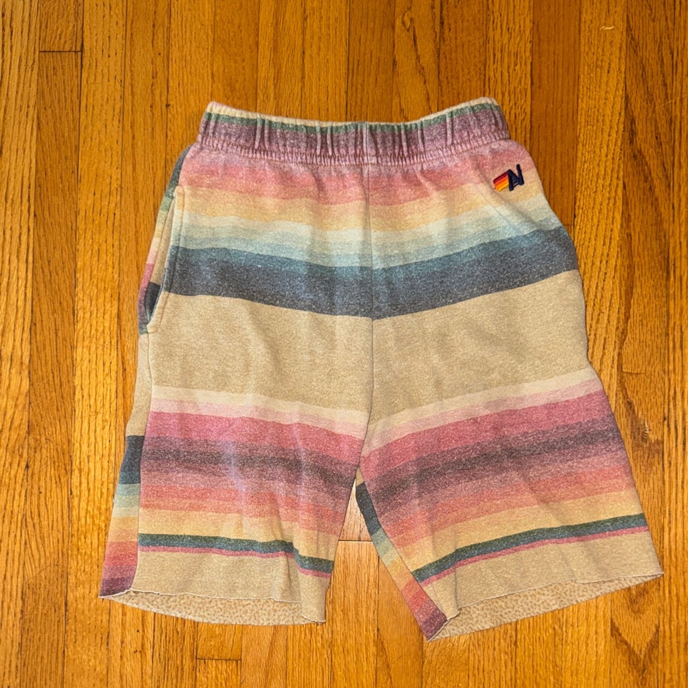 Aviator Nation Striped Multicolor Sweat Shorts